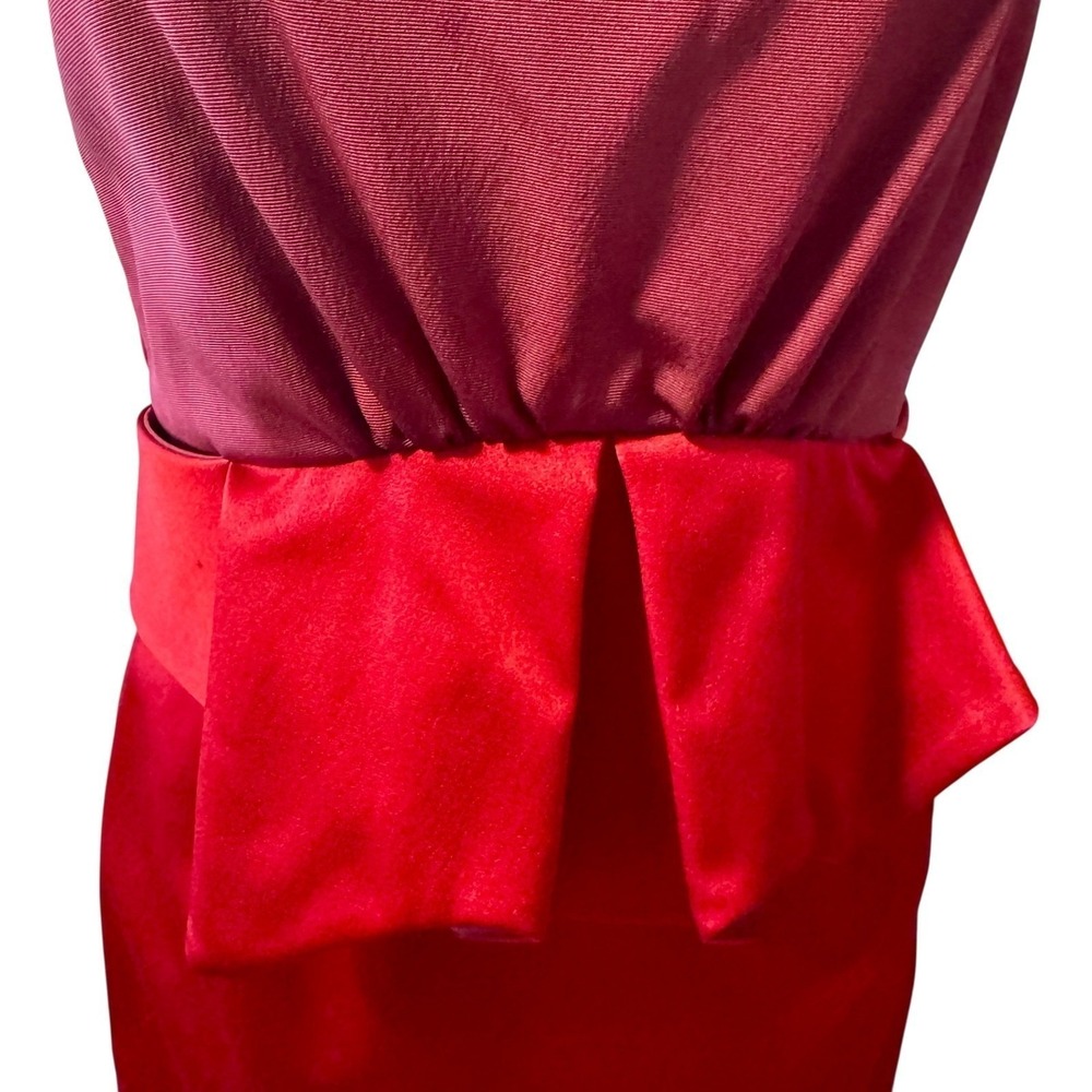 Zac Posen Atelier Silk Faille Fold Peplum Cocktail Dress Burgundy Red US 6 - Picture 6 of 12